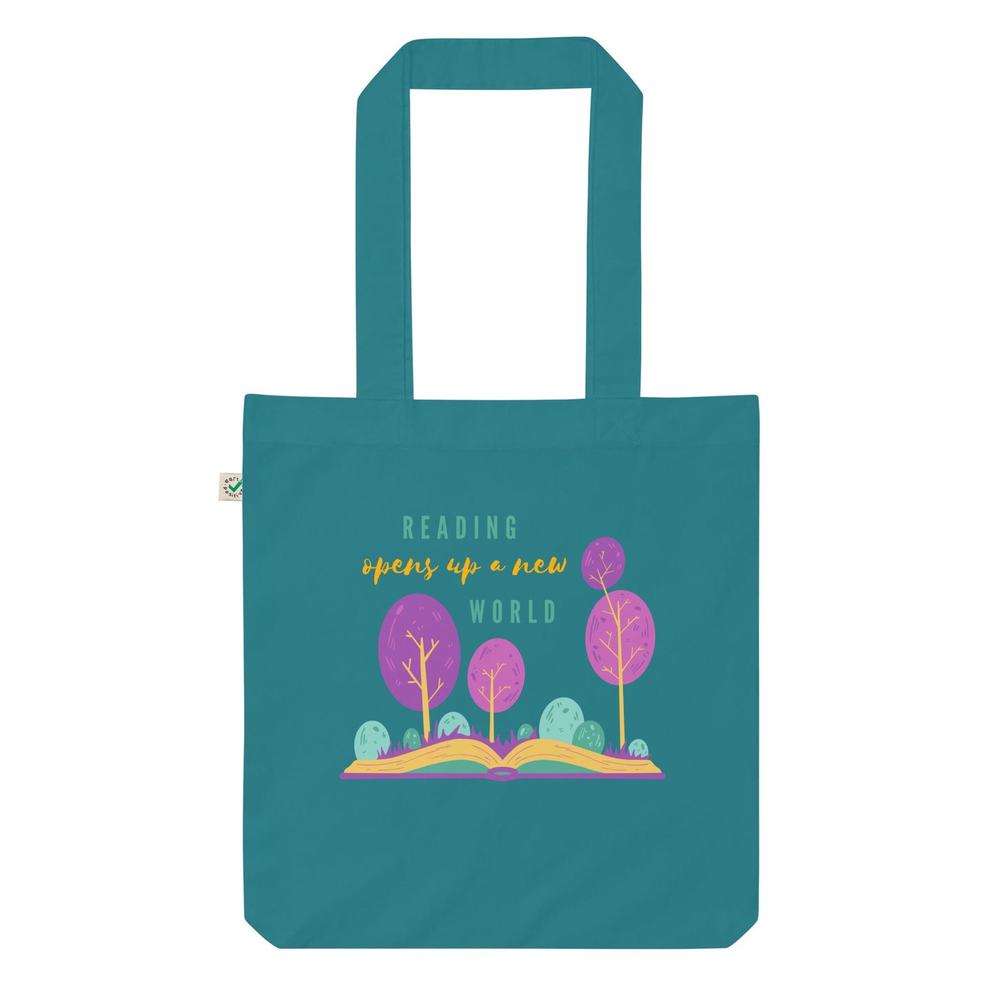 Organic fashion tote bag - Reading opens up a new world