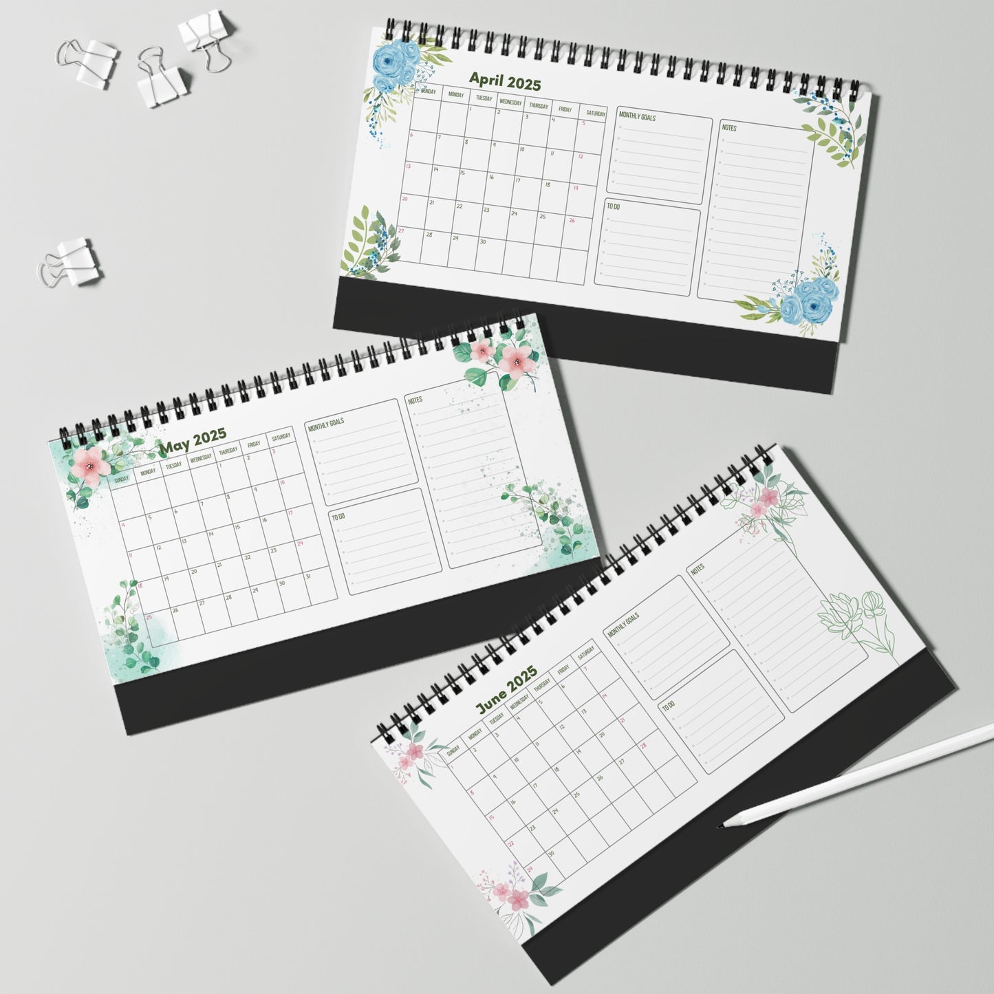 Desktop Calendar 2025 | Productivity Desktop Calendar | Desktop Planner for School, Office, Home