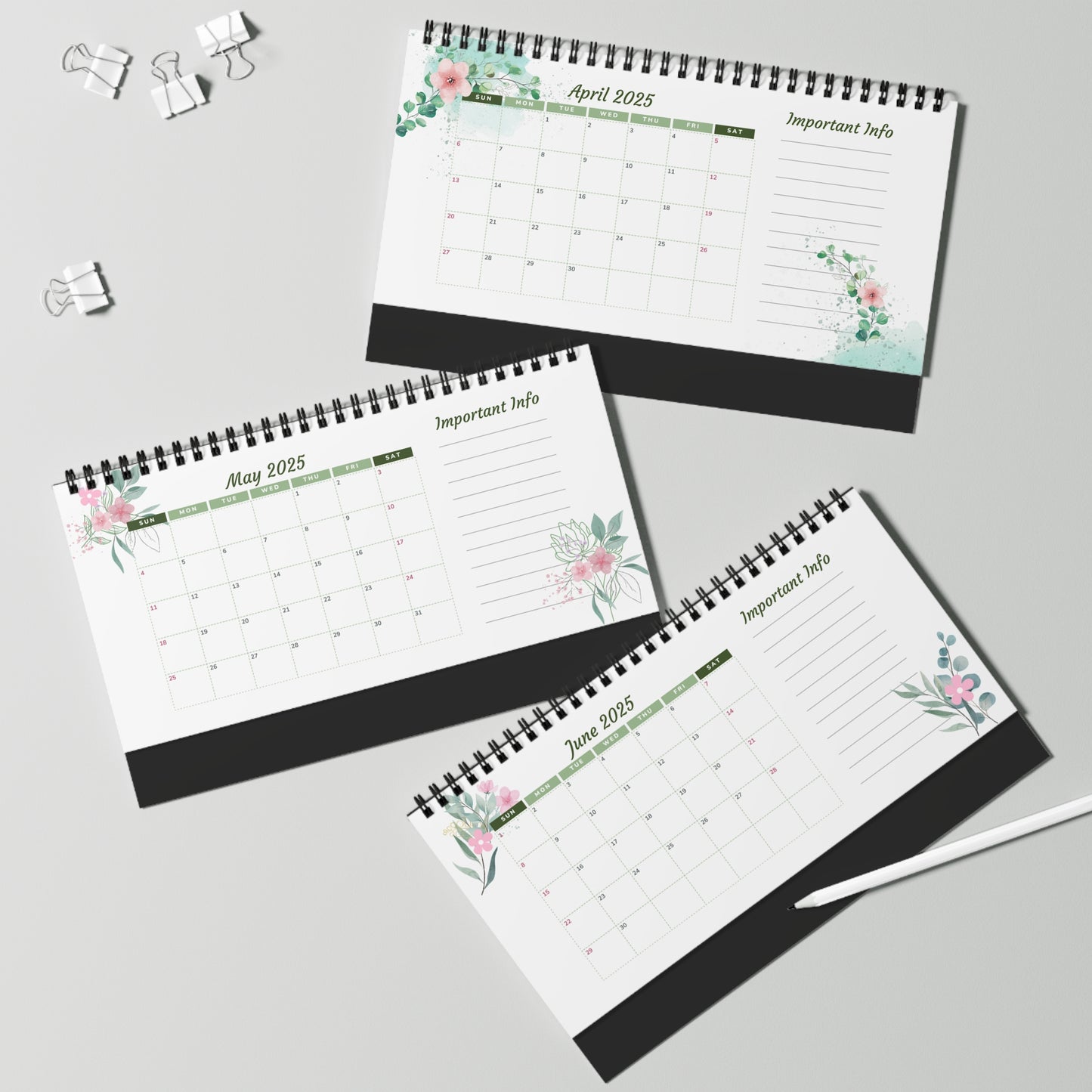 Desktop Calendar 2025 | Productivity Desktop Calendar | Desktop Planner for School, Office, Home