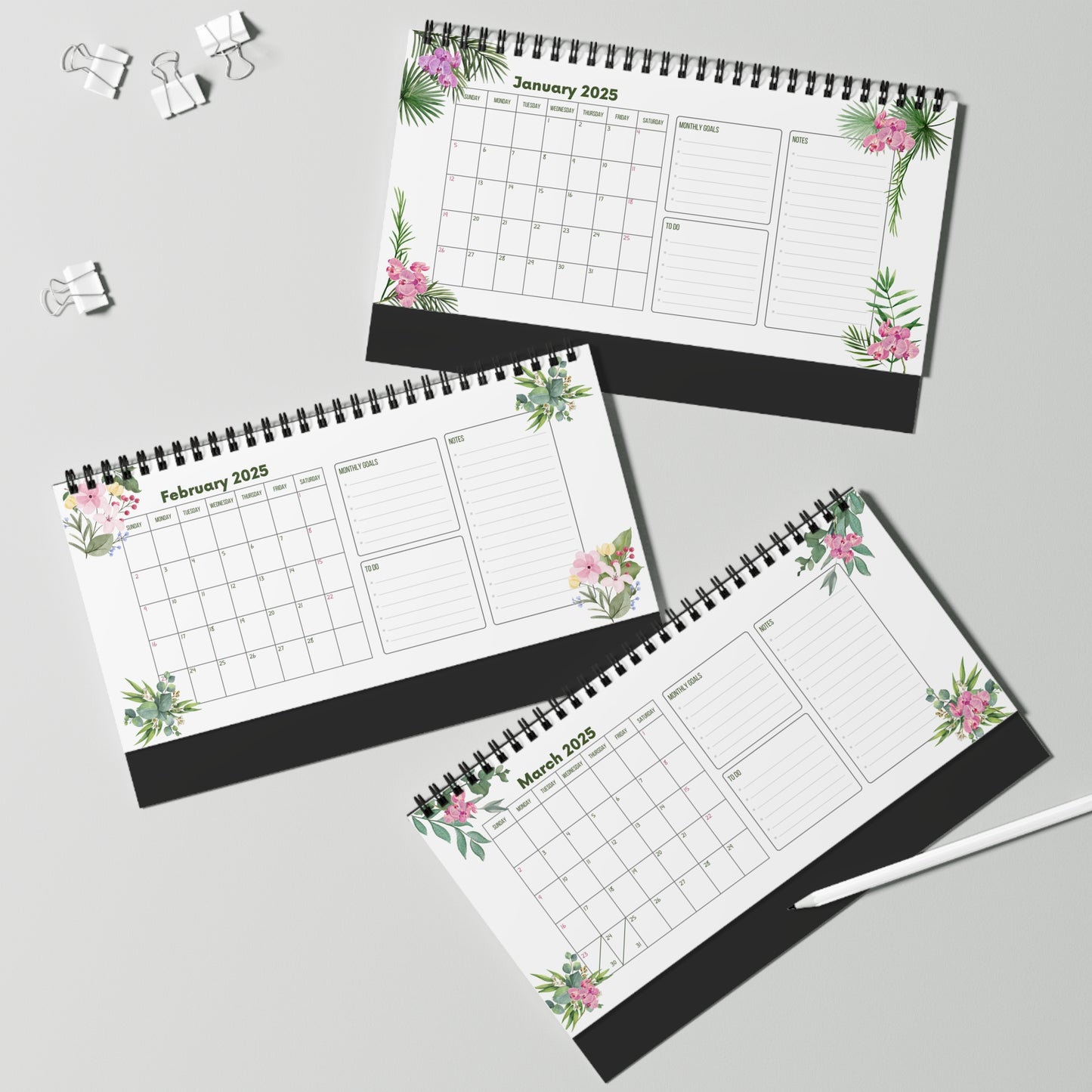 Desktop Calendar 2025 | Productivity Desktop Calendar | Desktop Planner for School, Office, Home