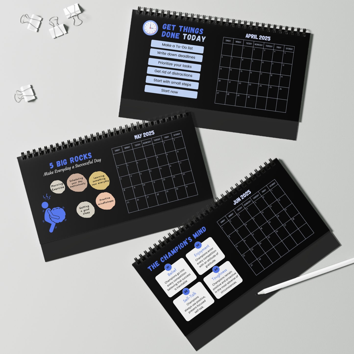 Desk Calendar 2025 | Productivity Desk Calendar | Desk Calendar for Office & Home Office