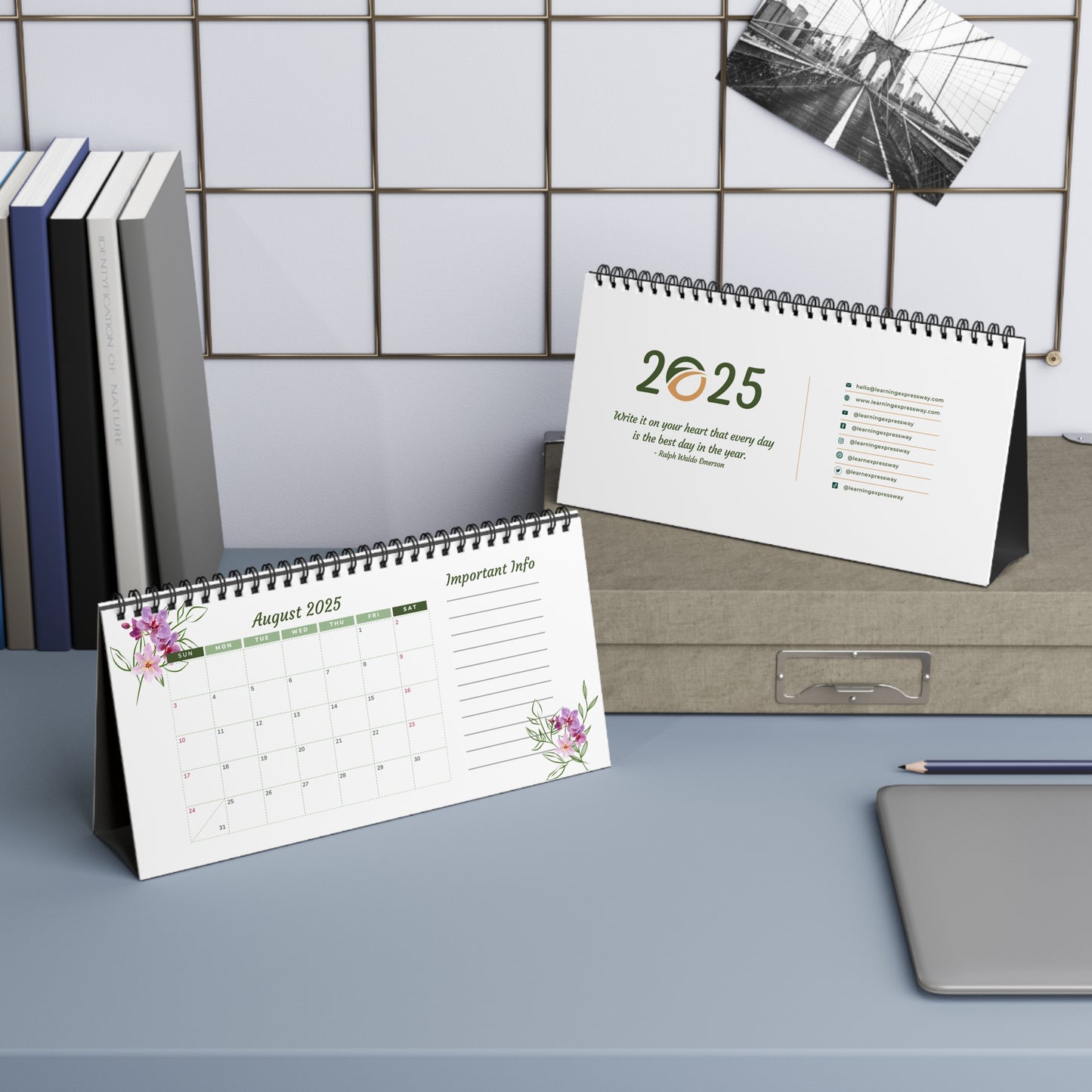 Desktop Calendar 2025 | Productivity Desktop Calendar | Desktop Planner for School, Office, Home