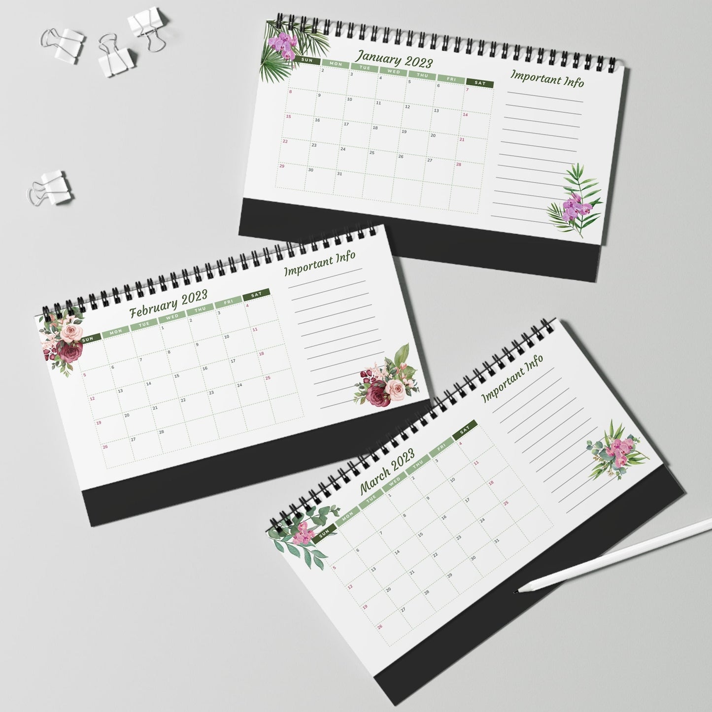 Desktop Calendar 2023 | Productivity Desktop Calendar | Desktop Planner for School, Office, Home, Twin Wire, 10x5 inch.