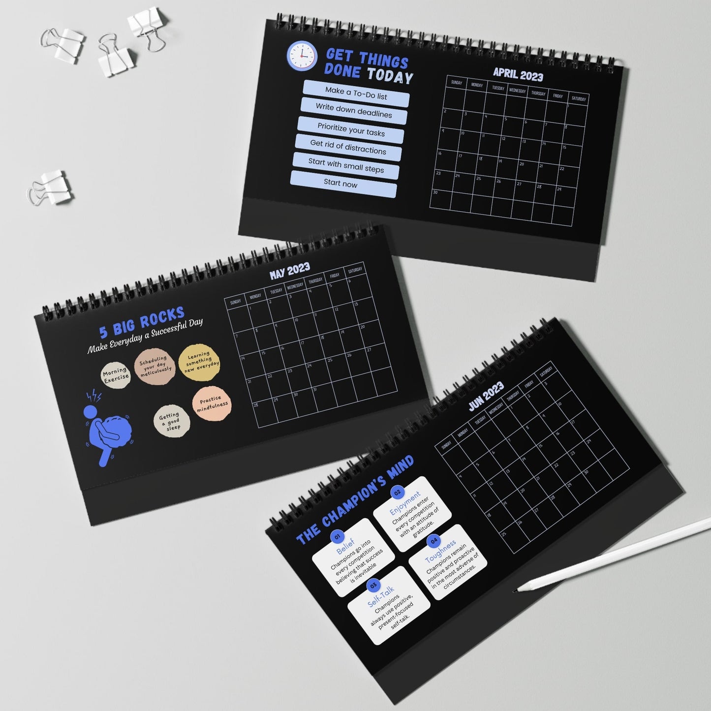 Desk Calendar 2023 | Productivity Desk Calendar | Desk Calendar for Office & Home Office