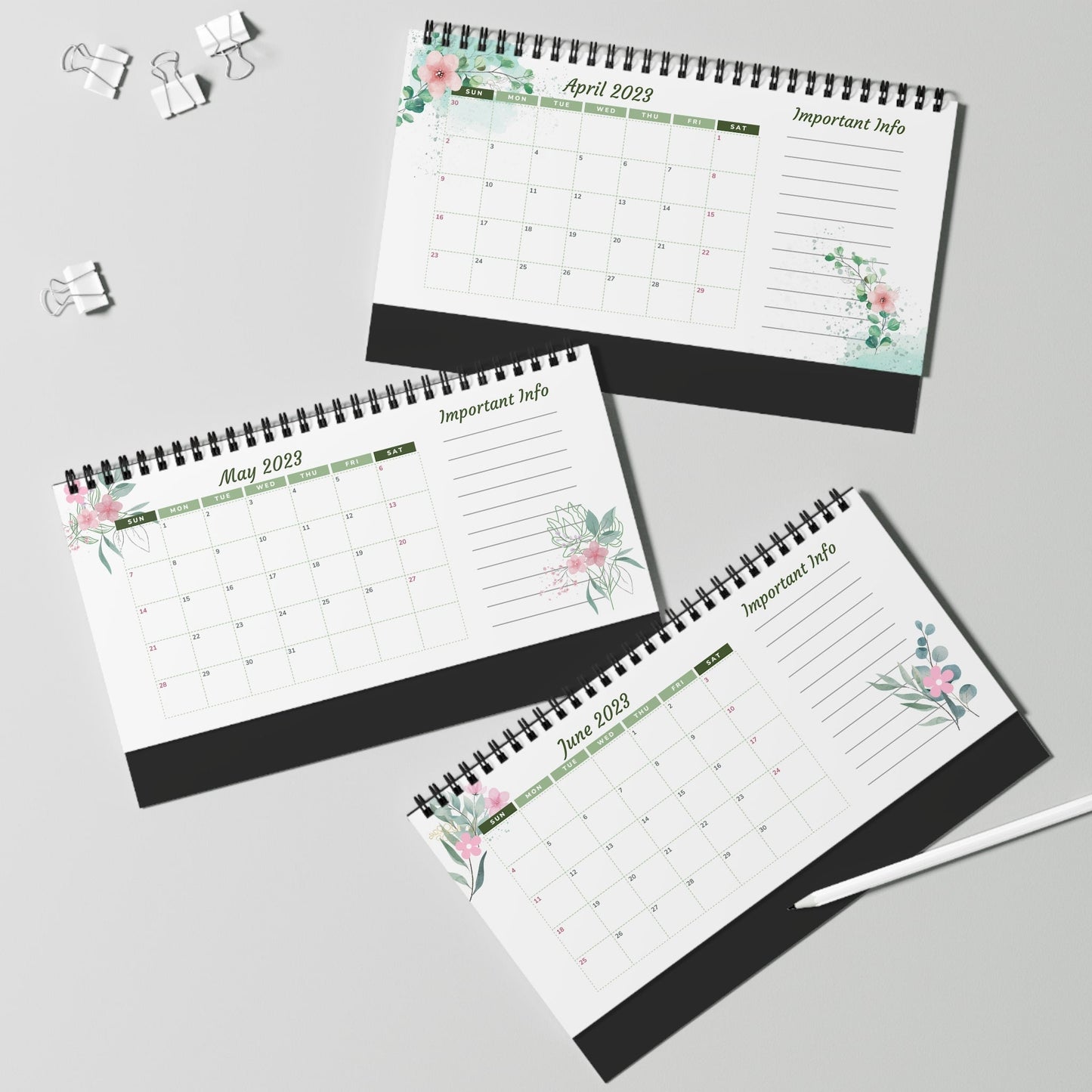 Desktop Calendar 2023 | Productivity Desktop Calendar | Desktop Planner for School, Office, Home, Twin Wire, 10x5 inch.