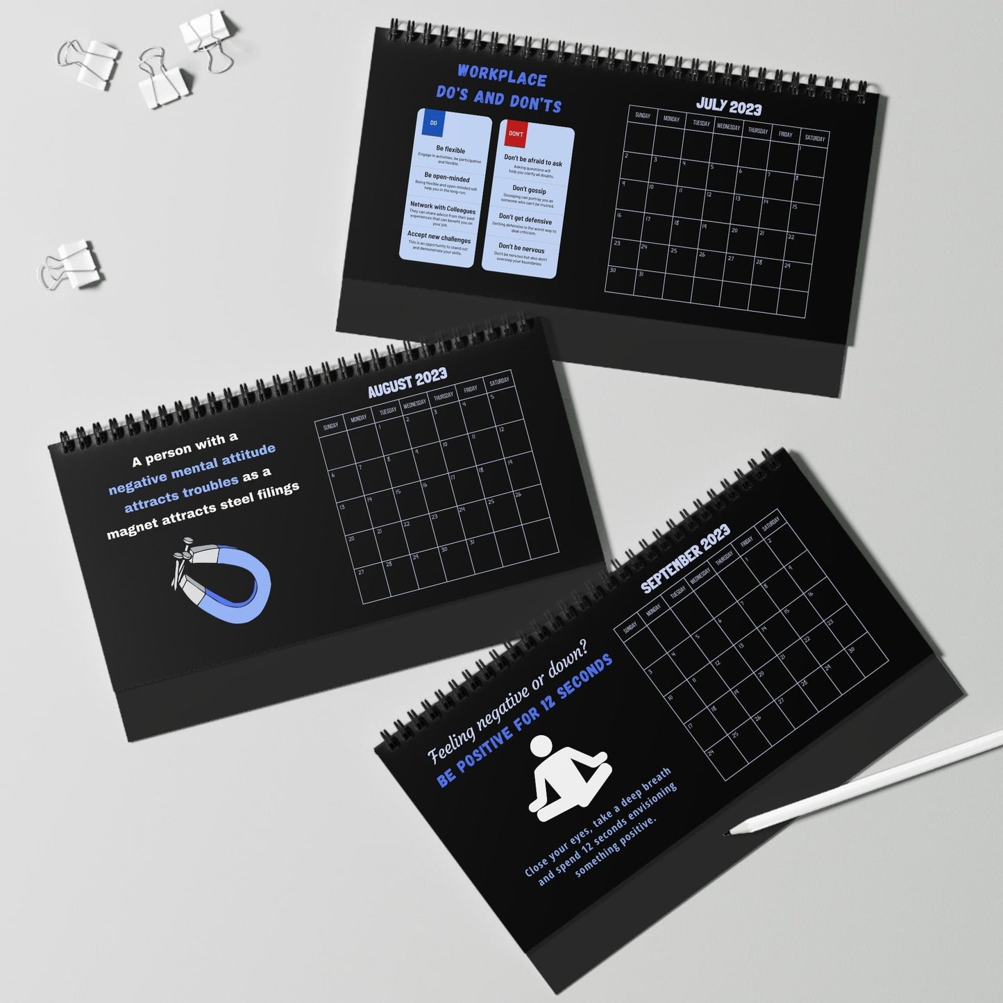 Desk Calendar 2023 | Productivity Desk Calendar | Desk Calendar for Office & Home Office