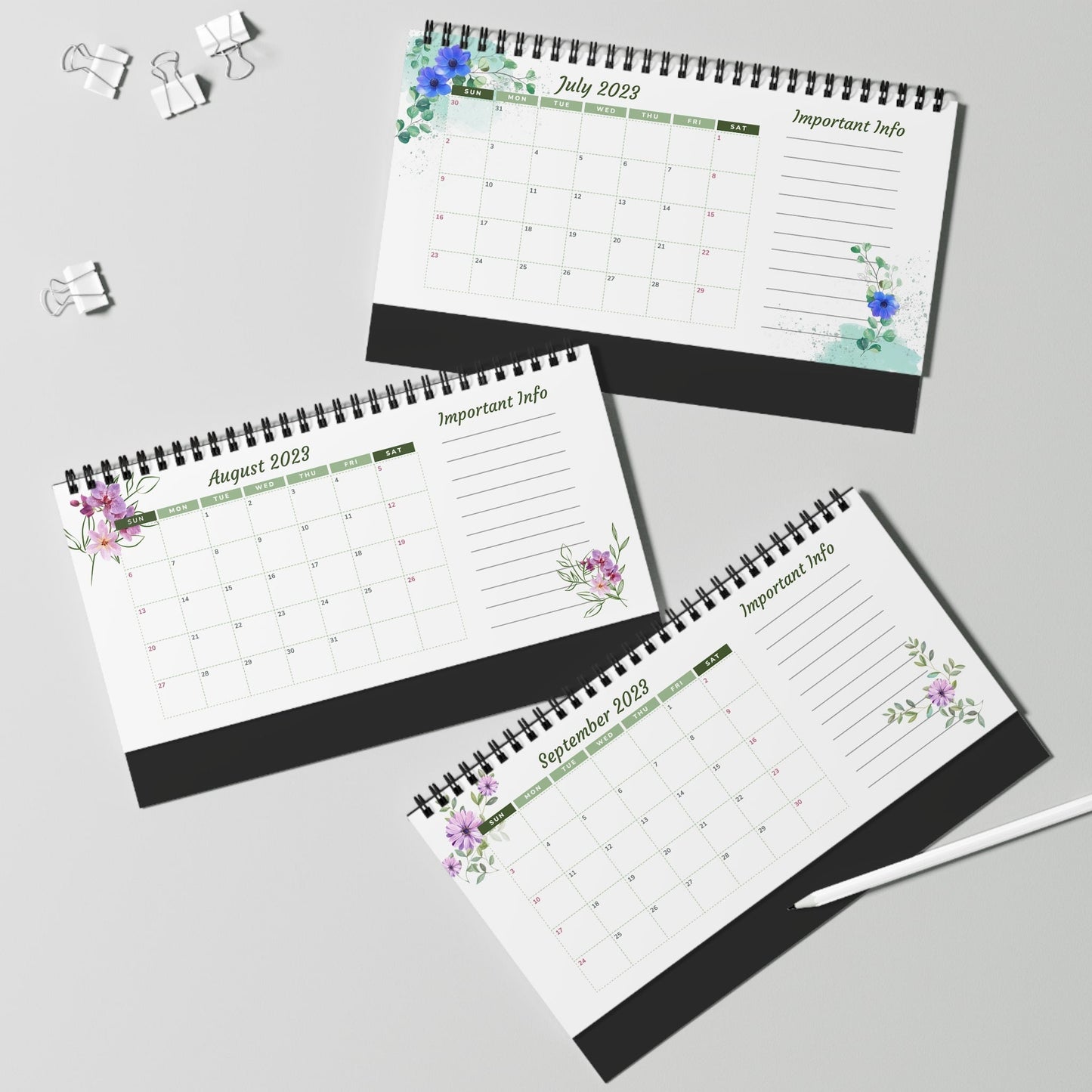 Desktop Calendar 2023 | Productivity Desktop Calendar | Desktop Planner for School, Office, Home, Twin Wire, 10x5 inch.