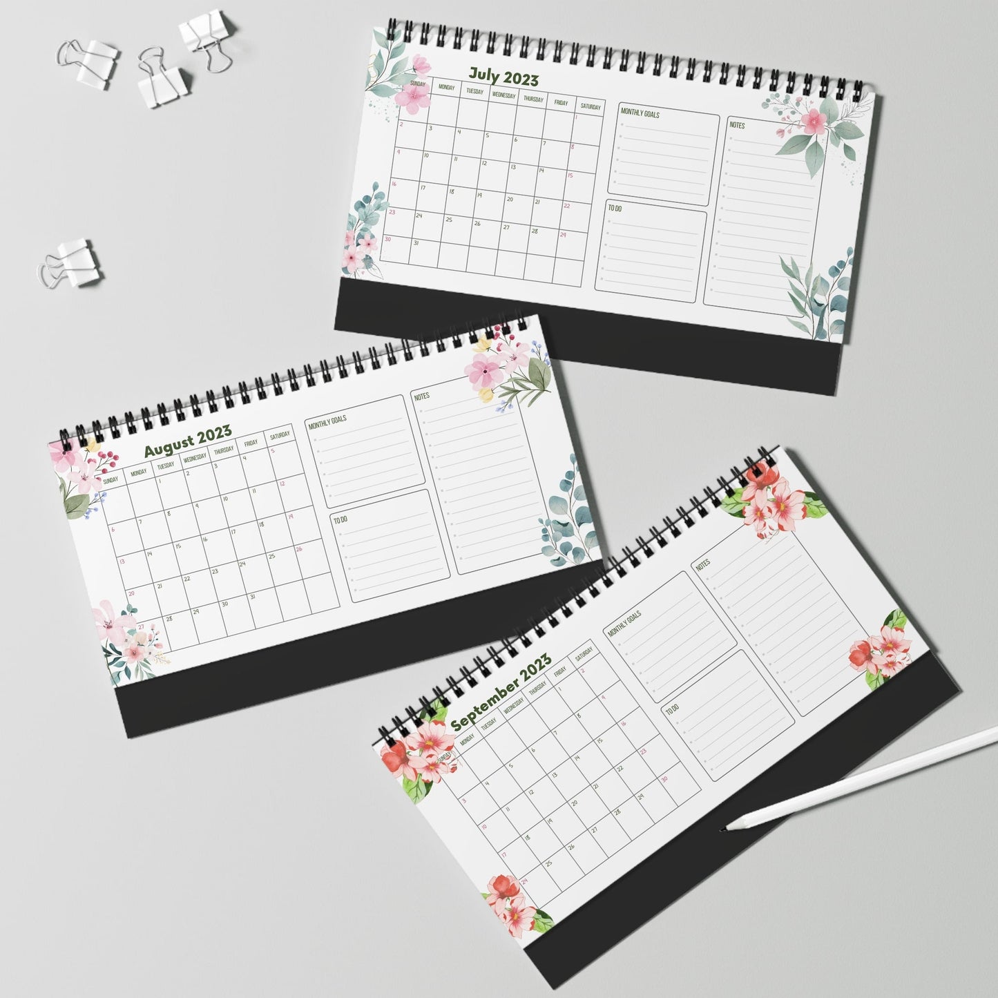 Desktop Calendar 2023 | Productivity Desktop Calendar | Desktop Planner for School, Office, Home, Twin Wire, 10x5 inch.