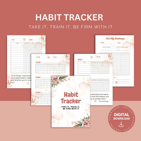 Habit Tracker Printable - Routine Tracker, 30 Day Habit Challenge, 90 Day Habit Challenge
