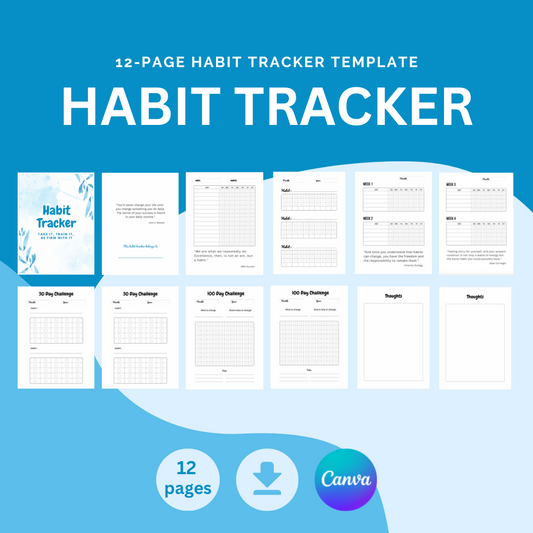 Habit Tracker Canva Template (Digital Download)